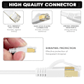 Pikkukuva 2 / 5: 10m Litteä Ethernet-kaapeli, Cat7 Verkkokaapeli Päällystetyllä Rj45:llä, Yhteensopiva Cat6/cat5:n kanssa, Kuitu Ethernet-kaapeli, Reitittimelle, Kytkimelle Modeemille (valkoinen)