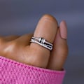 Miniatyrbild 3 av 4: Fidget Ring, Ångest Ring för Kvinnor, Silver Ring med Pärlor Spinner Ring, Stressavlastare Spinner Ringar, Justerbar Öppen Ring, Fidget Smycken för Kvinnor Gi White gold