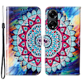 Miniatyrbillede 1 af 5: For Oppo A98 5g Etui Pu Læder+tpu Pung Mønster Trykt Mobiltelefon Cover Mandala Flower
