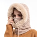 Miniatyrbilde 1 av 5: Vinterlue Utendørs Ridehjelmer Kald Skilue Varm Skjerf Maske En Kald Ermelue Beige