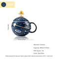 Miniatyrbillede 4 af 5: Astronaut Kop Rummet Embossed Planet Krus, Sød Keramisk Kaffe Kops, Nyhed Kops Med Låg Og Ske Til Kaffe, Te, Mælk, Æstetisk Værelse Indretning Sjov Gif