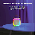 Pikkukuva 4 / 4: Mini Karaoke-laite lapsille ja aikuisille, Kannettava Bluetooth Mini Karaoke-mikrofoni laulava kaiutin 2 mikrofonilla ja valolla, Lahjat lelut kaikille älypuhelimille