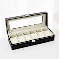 Miniatyrbillede 1 af 4: Læder urkasse med 6 rum, urkasse, display, ur, smykkeorganisator, mænd, damer 6-digit watch box