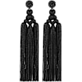 Miniatyrbilde 1 av 5: Lange vevde dusk øredobber \\\2013 Store Boho Statement Dusk Lag Dangle Øredobber for kvinner jenter, store bohemske tråd frynser lagdelt lysekrone Dr