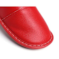 Miniatyrbild 3 av 5: Mäns Mysiga Äkta Ko-Läder Hög Densitet Skum Anti-Halk Sula Tofflor Med Super Mjuk Foder Inomhus/Utomhus RED SIZE 26 WOMEN
