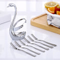 Miniatyrbillede 2 af 5: Svanformet bestikholder i rustfrit stål 1 Holder 3pcs Fork 3pcs Spoon