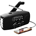 Miniatyrbillede 1 af 4: Svingradio med solceller & lommelygte - 2000mAh Powerbank - Sort