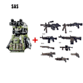 Miniatyrbild 1 av 5: Militära byggklossar Soldatfigurer Gåvor Leksaker Vapen Gevär Special Force SWAT Arméväst Hjälm Explosionssäkra kläder MOC   Fingerfärdighetsspel SAS--1PCS
