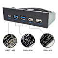 Miniatyrbild 4 av 5: 5,25 Tums USB3.1 Gen2 Frontpanel USB-hub 2 Portar USB3.0 + 2 Portar USB2.0 + 1 Port Typ-C med Typ-E C