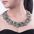 Miniatyrbillede 2 af 5: Krystal Rhinestone Statement Halskæde, Vintage Chunky Kæde Choker Krave Bib Statement Halskæde Mode Smykker Smykker Halskæder Til Kvinder