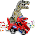 Miniatyrbild 4 av 4: Transformerande dinosauriefordon leksak Transformerande dinosauriebil, Automatisk transformerande dinosauriebil Red