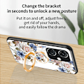 Miniatyrbillede 2 af 5: For OnePlus Nord CE3 5G Etui Blomstermønster Hærdet Glas Kickstand Telefon Cover Purple Magnolia