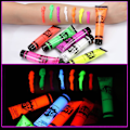 Miniatyrbillede 4 af 5: 10ml Halloween Glow Pop I Mørke Ansigtsmaling Sort Lysmaling UV Neon & Krops Kridt Sæt Fluorescerende Makeup Markør Jul G