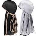 Pikkukuva 1 / 5: Pitkä häntä Durag, Kereda 2 kpl Acsergery Silk Durag 360 Waves Unisex Durag Cap Headwraps Lahja