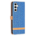 Pikkukuva 3 / 5: Samsung Galaxy S23 Fe 5g värilohko denim-tekstuuri nahkainen matkapuhelinkotelo Royal Blue