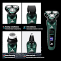 Miniatyrbillede 3 af 5: 4 i 1 USB Opladbar Elektrisk Mænds Barbermaskine Med Roterende Hoveder Med Vandafvisende LED-Display, Til Brug I Vådt Og Tørt