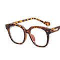 Miniatyrbilde 1 av 5: Koreansk stil flatt speilbriller med ett stykke neseputer sklisikre fleksible stenger for voksne menn kvinner unisex Leopard Print