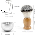 Miniatyrbillede 3 af 5: Sæt til barbering for mænd, vådsæt til barbering 3 i 1, inklusive barberbørste, barberskål i rustfrit stål, sikkerhedsstander, holdbar og nem at rengøre