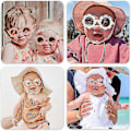 Miniatyrbild 5 av 5: Baby Solglasögon, 2PCS Blomma Polariserad Spädbarn Solglasögon med Justerbar Rem för Nyfödda Spädbarn Pojkar Flickor Ålder 0-24 Månader 2Pcs Set - B