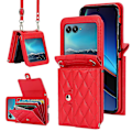 Miniatyrbillede 1 af 5: Til Motorola Razr 40 Ultra 5g Kortlomme Etui PU Læder+pc Krydspose Telefon Cover Red