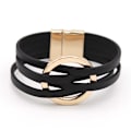 Miniatyrbillede 1 af 3: Læderarmbånd til kvinder 2022 Mode Armbånd & Armringe Elegant Multilayer Bredt Wrap Armbånd Kvindelige Smykker Gave Black