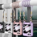 Miniatyrbilde 2 av 3: For Z Flip 6 deksel, slank PC matt beskyttende deksel for Samsung Galaxy Z Flip 6 med crossbody skulderstropp og skjermbeskytter Silver
