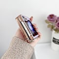 Miniatyrbild 4 av 5: Pläterad Rutig PU All-inclusive Stötskyddande Mobiltelefonskal för Samsung Galaxy Z Flip5 5g Pink
