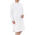 Miniatyrbilde 2 av 3: Herren Nattkjole Bomulls Søvnkjole Scoop-hals Side Split Kneelengde Med Lomme White L