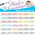 Pikkukuva 2 / 5: Kaksoisviivaiset ääriviivamerkit, 36 väriä Super Squiggles Shimmer Outline Marker Pen Set, Itse ääriviiva