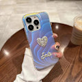 Miniatyrbilde 1 av 4: For iPhone 13 Pro Slim-Fit Akryl+TPU Telefondeksel IMD-deksel med Rhinestone-dekor Full Rhinestone Heart