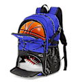 Miniatyrbilde 1 av 5: Basketball Ryggsekk Stor Sportsbag Med Separat Ballholder & Skoskuff, Best For Basketball, Fotball BLUE
