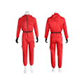 Miniatyrbild 2 av 3: Unisex Squid Game Kostym + Mask Halloween Kostym Gåva Big red + gloves + belt + mask XS