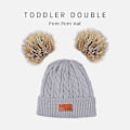 Miniatyrbild 3 av 5: Toddler-hatt i vinterfärg med dubbla pompom-stickade mössor och halsduk i samma färg style 3