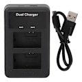 Miniatyrbild 2 av 2: Dubbel USB-batteriladdare för NP FW50 för A6000 A6400 A7m2 A7r2 S2 A6300 A6100 A5100 Zve10 Kamera med LCD-display 5V