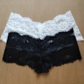 Miniatyrbilde 3 av 5: Sexy Dameundertøy Blonder Hult Ut Truser Boksere Valentinsdag Hvit S Black