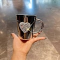 Miniatyrbillede 3 af 5: Hjerteformet Krystal Rhinestone Rustfrit Stål Kaffe- & Ølkrus