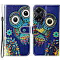 Miniatyrbilde 1 av 5: For Oppo A98 5g Etui Pu Lær+tpu Lommebok Mønster Trykt Mobiltelefon Deksel Blue Owl