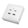 Miniatyrbilde 1 av 5: USB Vegguttak Type-C USB Veggladeruttak 18W 220V USB Uttak Kontakt 4 surfaces mounted