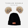 Miniatyrbild 3 av 5: Toddler-hatt i vinterfärg med dubbla pompom-stickade mössor och halsduk i samma färg style 1