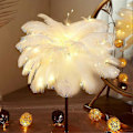 Miniatyrbillede 4 af 4: Led fjerlampe bordlampe lille natlampe soveværelse pige hjerte sengebordslampe White