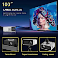 Miniatyrbild 3 av 5: 4K-projektor 7500 Lumen 1080p 3D LED Mini WiFi Videoprojektor Hemmabio Dz(svart)