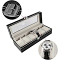 Miniatyrbillede 4 af 4: Læder urkasse med 6 rum, urkasse, display, ur, smykkeorganisator, mænd, damer 6-digit watch box