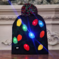 Miniatyrbillede 1 af 5: Julepynt 3-mode LED Lys Julehatte Beanie Julemand Hat Lys Op Strikket Hat