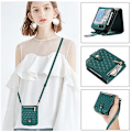 Miniatyrbillede 1 af 5: Crossbody-etui i læder med diamantgitter til Samsung Galaxy Z Flip5 Dark Green