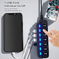 Miniatyrbild 2 av 5: Usb2.0 Hub Multi-port Usb3.0 Hög hastighet Överföring 7-port Hub Splitter
