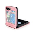 Pikkukuva 3 / 5: Samsung Galaxy Z Flip5:lle crossbody-korttipaikallinen nahkainen matkapuhelinkotelo Pink