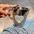 Miniatyrbillede 2 af 5: Hjerteformet Krystal Rhinestone Rustfrit Stål Kaffe- & Ølkrus