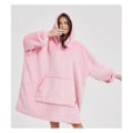Miniatyrbilde 2 av 5: Oversized bærbart pledd Sherpa fleece pledd hettegenser komfortabel myk varm tykk stor hettegenser hettegenser pledd for voksne kvinner jenter tenåringer PINK