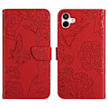 Miniatyrbillede 1 af 5: For Samsung Galaxy A05 Skin Feel Butterfly Præget Flip Læder Mobiltelefon Etui Red