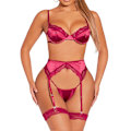 Pikkukuva 1 / 5: Napakka Naisten Seksikäs Alusvaatesetti Rintaliivit Push Up Rintaliivit Garter Set Alusvaatteet Rintaliivit Panty Set Vaaleanpunainen XL M Claret